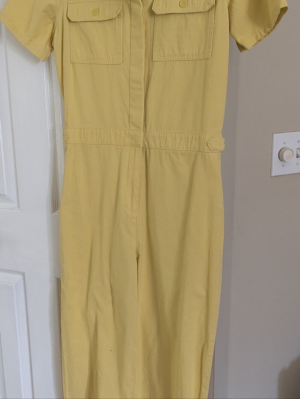 Forever 21 "vintage" Yellow Short Sleeve Utility Jumpsuit